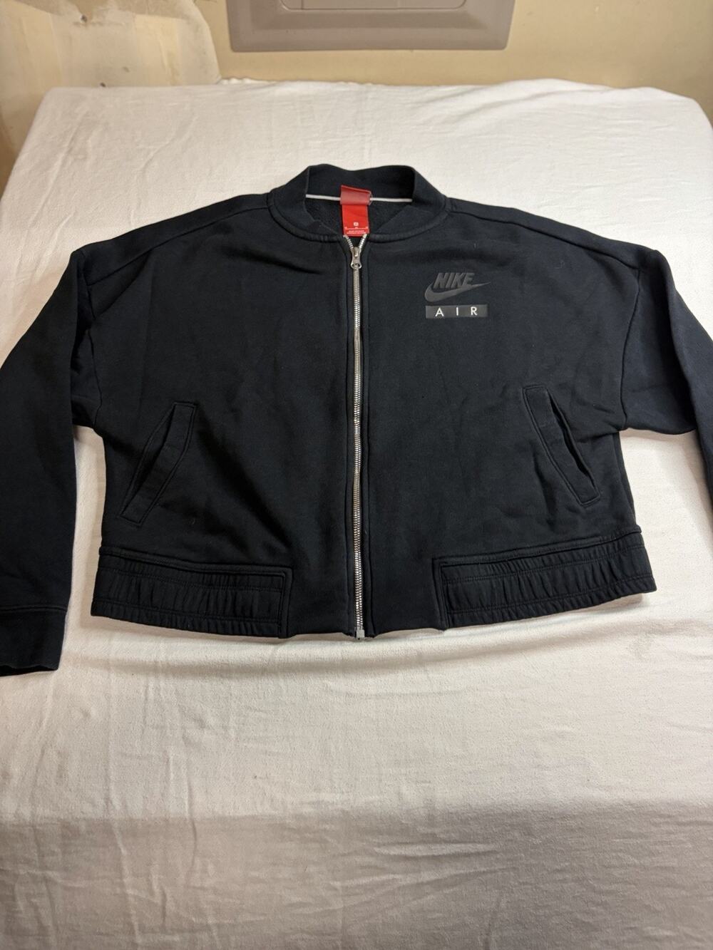 Nike Air Rally Cropped Varsity Jacket Full Zip Women’s Medium Black